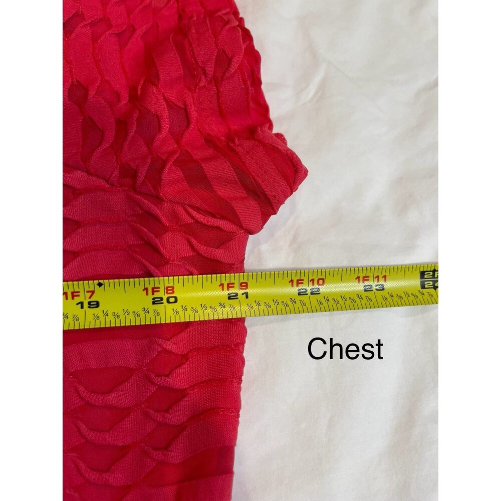 Calvin Klein Ribbed Ribbon Short Sleeve Lined Top Red Large - Picture 12 of 12